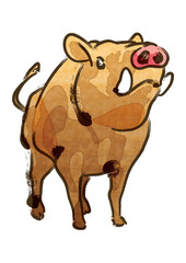 筆タッチで描いたイノシシ