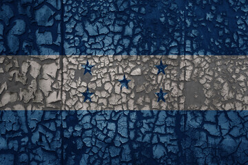 flag of honduras on a old grunge metal rusty cracked wall background