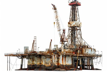 Fototapeta na wymiar Isolated oil rig Clear and focused against pristine white background