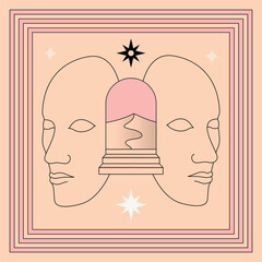 Vector Linear Illustration Related to Personal Development, Discovering Hidden Talent and internal Path