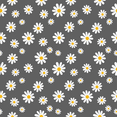 Daisy flower seamless on editable background illustration. Pretty floral pattern for print. Flat design vector. Spring and summer seamless. Flowers seamless design. Cute floral print.