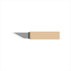 Saba-saki or Sabasaki, Japanese kitchen knife flat design vector illustration isolated on white background. A traditional Japanese kitchen knife with a steel blade and wooden handle.