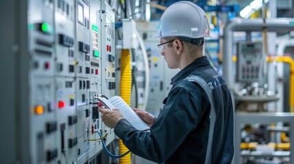 PLC control in modern factory.