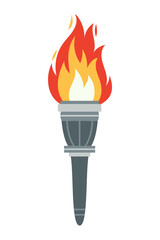 Vector burning flame torch icon isolated on white background. Sport flat style games victory symbol. Winner abstract sign.