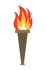Vector burning flame torch icon isolated on white background. Sport flat style games victory symbol. Winner abstract sign.