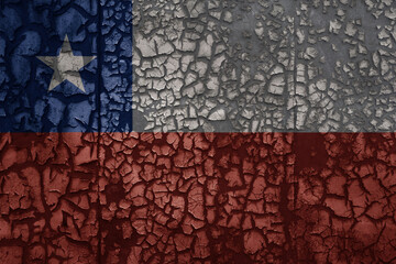 flag of chile on a old grunge metal rusty cracked wall background