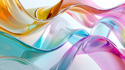 An enchanting multicolor glass wavy background set against a pristine white backdrop, showcasing the mesmerizing interplay of colors and shapes