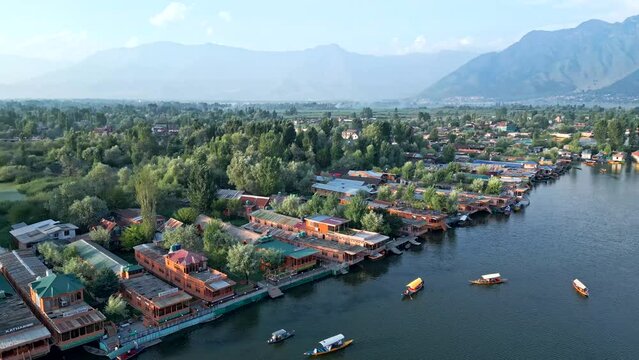 Srinagar, Dal Lake from drone, Jammu and Kashmir, India from the air