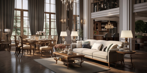 Naklejka premium Luxury living room classical interior