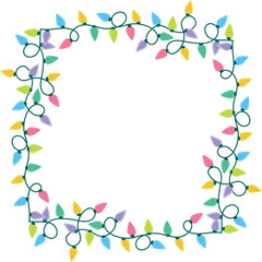 Christmas lights wreath illustration on transparent background.

