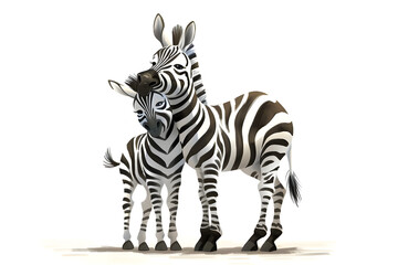 Obraz premium A cute cartoon zebra mother and baby,