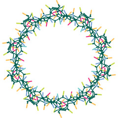 Obraz premium Christmas wreath illustration on transparent background. 