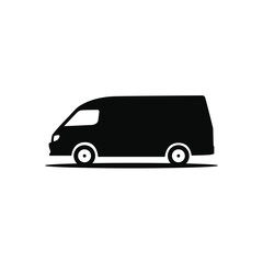Van bus silhouette icon. Side view. Vector illustration