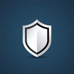 Silver protection shield icon. Vector illustration	