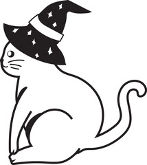 Hand drawn halloween cat transparent background.
