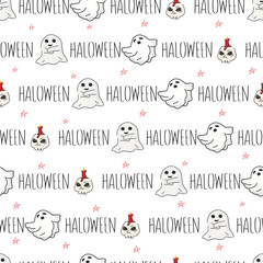 Halloween black white seamless pattern background.
