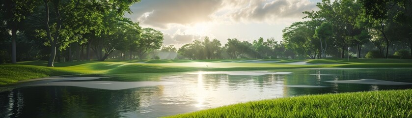 Golf Course Image. Concept Outdoor Photography,