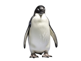 a penguin standing on a white background
