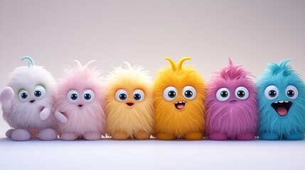 Obraz premium a realistic cute monster on a clean pastel light and white isolated background