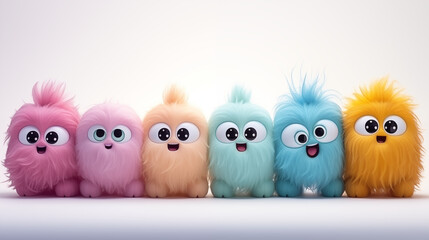 Obraz premium a realistic cute monster on a clean pastel light and white isolated background
