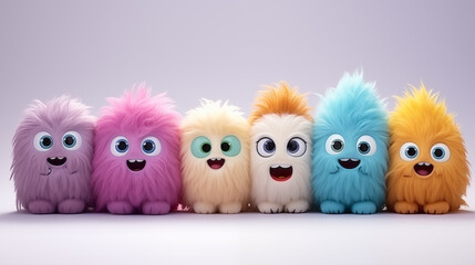 Obraz premium a realistic cute monster on a clean pastel light and white isolated background