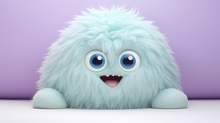 Obraz premium a realistic cute monster on a clean pastel light and white isolated background