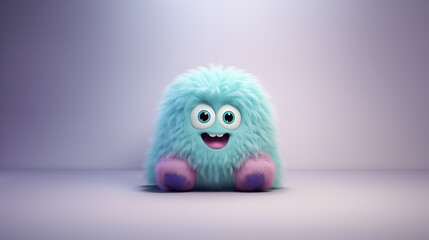 Obraz premium a realistic cute monster on a clean pastel light and white isolated background