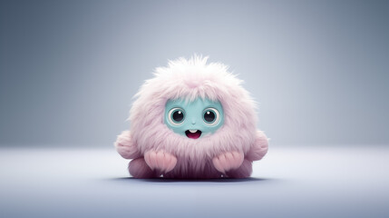Obraz premium a realistic cute monster on a clean pastel light and white isolated background