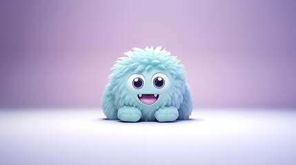 Fototapeta premium a realistic cute monster on a clean pastel light and white isolated background