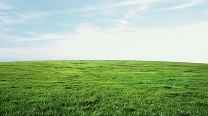 Photorealistic Landscapes: Large Green Grass Field with Blue Sky