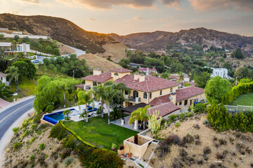 Exterior view of a luxurious home in Hidden Hills, California.
