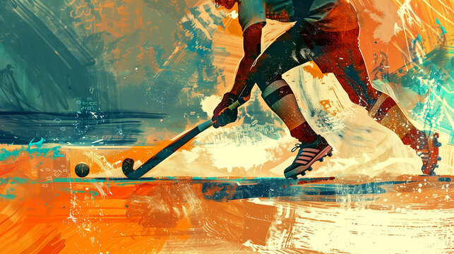 hockey illustration mit einer zeichen wisch technik