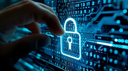 Fototapeta premium Deploy secure communication protocols and robust encryption technology across enterprise networks, focusing on password protection and advanced cyber security.