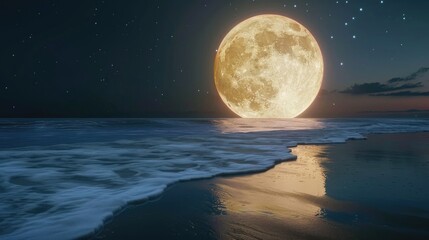 full moon at beach, beautiful view background wallpaper	