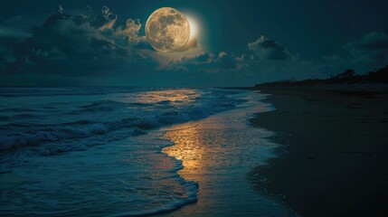 full moon at beach, beautiful view background wallpaper	