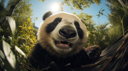 Fototapeta premium Close-up selfie portrait of a panda.