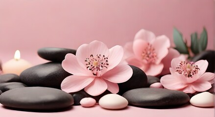 White Orchid Flower Spa and Wellness with Aromatherapy for Relaxation, Spa Beauty with Flowers Pink and White Orchid on a Towel for Aromatherapy and Wellness, Natural Spa Treatment Aromathera