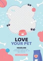 Flat design pet sitting poster template