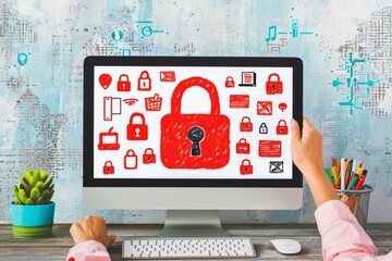 Secure personal data encryption and user privacy with cyber lock technology, employing secure router mechanisms for enhanced communication security in business.