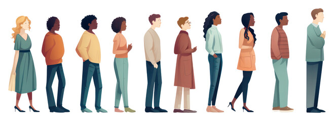 Fototapeta premium PNG Group of diverse peopl standing walking white background