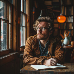 A lonely poet, writing a novel