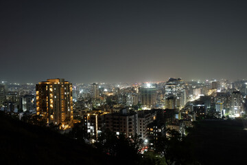 View of Pune in summer, Cityscape Skyline, buildings holdings, Signboards, and banners, Pune, Maharashtra, India