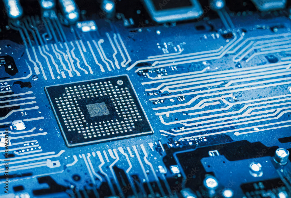 Poster central computer processors cpu. advanced technology concept visualization, circuit board cpu proces