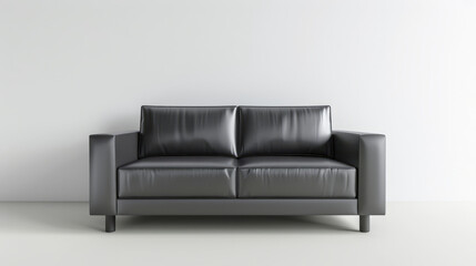 A gray leather sofa is in the corner of the house