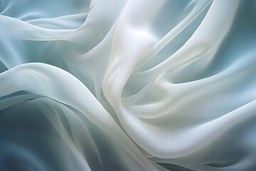 Obraz premium Elegant white and light blue silk background. Luxurious wedding concept. Generative AI