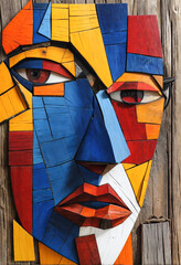 A Painting of Fractured Form: A Rustic Canvas Births a Prismatic Visage