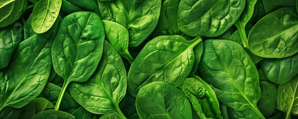 Vibrant Green Spinach Leaves with Detailed Vein Patterns as Natural Texture Backgrounds
