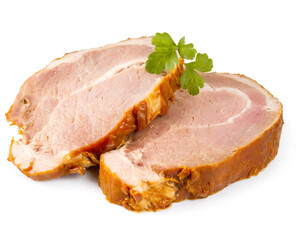 Fototapeta premium 2 Kassler braten scheiben isoliert auf weißen Hintergrund, Freisteller
