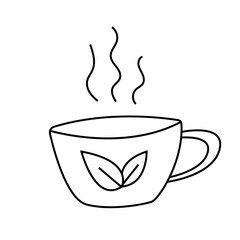 Mug of tea in doodle style. Vector illustration.