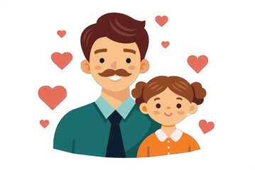 Dad And Daughter, Happy Fathers Day, greeting with hand written lettering, background with writing on a background, Flat lay with men's accessories and happy father's day greeting lettering text